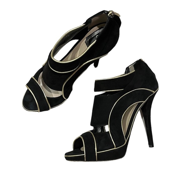 Christian Dior Wave Cutout Suede Sandals size 39.5 Black - Picture 1 of 13